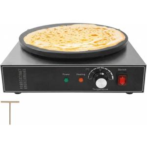 16 Inch Commercial Crepe Maker, Non-Stick Electric Crepe Machine with Precise Temp Control and Indicator Lights for Home and Restaurant,1750 w,110 v (Single Plate)