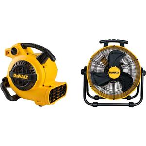 DEWALT DXAM-2260 Portable Air Mover/Floor Dryer, 600 Cfm & DEWALT DXF-2042 High-Velocity Industrial,Warehouse Fan Heavy Duty Mover Portable Air Circulator 3-Speed Adjustable Tilt, 20", Yellow