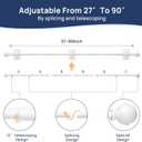 ENJOYBASICS No Drill Curtain Rods for Window 48 to 84 Inches, 5/8 Inch Diameter Renter Friendly Drapery Rod with Adhesive Brackets without Drilling, Adjustable from 27 to 90 Inches, White