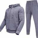 Men's hoodie sweatsuit thick fleece track suits casual jogger sportswear | Casual Athletic jogging suit sports outfits 2 pieces sweater and pants set for men outdoor winter warm Activewear M-5X BIG (Gray, XXL)