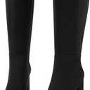 Platform Knee High Boots Women Chunky High Heel Boots for Women Round Toe Side Zipper Tall Boots Gogo Boots Wide Calf (9.5, Black Suede)