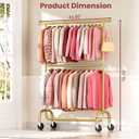 Heavy Duty Clothes Rack for Bedroom - 500 lbs Capacity - Gold