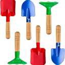 Kids Gardening Tool Set, 6PCS Gardening Tools for Kids Metal with Sturdy Wooden Handle Safe Gardening Tools 8" Children Beach Sandbox Toy