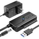 SATA to USB Adapter with Power, USB 3.0 to SATA III Internal Hard Drive Reader for 2.5"SSD/3.5"HDD Up to 20TB Converter Cable with 12V DC Adapter Supply Support UASP Seagate WD Hitachi Toshiba