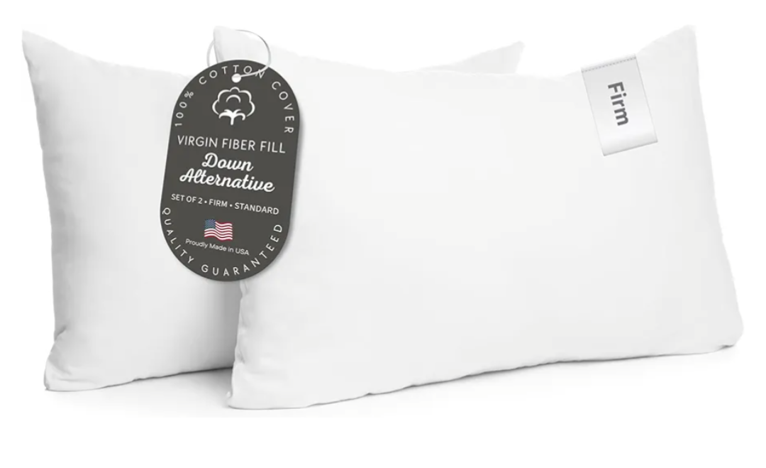 Digital Decor 100% Cotton Luxury Hotel Pillows Standard Size Set of 2, Cooling Hypoallergenic Down Alternative Pillows for Sleeping, Firm Support for Side & Back Sleepers, Made in USA, 26" x 20"