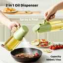2 x Olive Oil Sprayer for Cooking, 2 in 1 Olive Oil Dispenser Bottle for Kitchen, 17oz/500ml Glass Dispensing Bottle, Food-grade Oil Mister for Air Fryer, Salad, Frying, BBQ