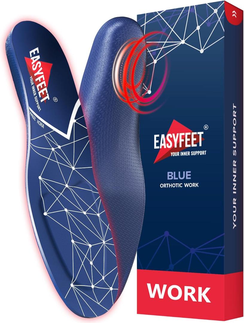 [New 2025] Orthotic Work Insoles - Work Boot Inserts for Standing All Day - Anti Fatigue Medium Arch Support Shoe Insoles Men Women Insert for Plantar Fasciitis - Flat Feet Leg Feet Pain Relief