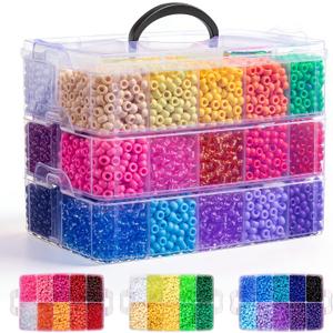 10000Pcs Pony Beads Bulk 30 Colors for Kandi Bracelet Making | DIY Key Chains Rainbow Hair Braiding Kids Jewelry Crafts Gifts (5.73lb, Stack Box)