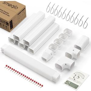 Mini Split Line Set Cover 3 Inch 10Ft, Easy to Install Lineset Cover Kit for Mini Split with Instruction, DIY Decorative PVC White Kit for Minisplit, Air Conditioner, Central AC and Heat Pump