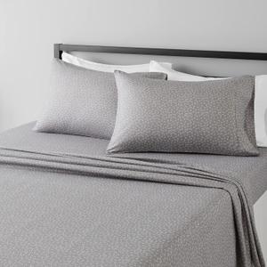 Amazon Basics Lightweight Wrinkle Free, Breathable Brushed Microfiber 4-Piece Bed Sheet Set with 14-Inch Deep Pockets, Full, Gray Arrows, Geometric