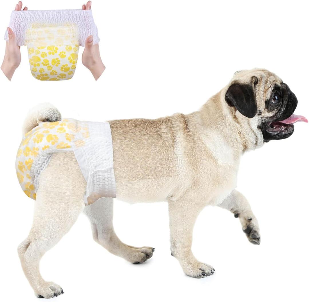 Dono Dog Diapers Female, Disposable Full Wrap with Stretchy Waist, 360 Leak-Proof, Absorbent, Heat Period Doggie Diapers for Small and Large Dogs for Heat, 14 PCS