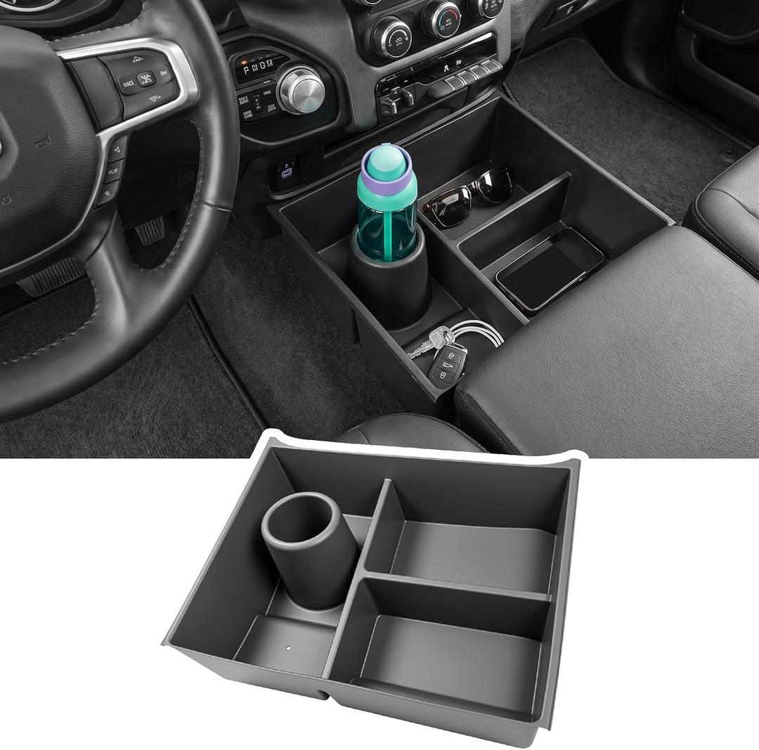 Center Console Floor Organizer for 2013-2025 Ram 1500-5500 Classic | Not 2019-2026 New Body, Beach Seat Front Under Seat Storage Box Inserts Tray, Ram 1500 2500 3500 4500 5500 Accessories