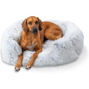 Best Friends by Sheri Shag Lounge Bed Calming Faux Fur Dog Bed, Frost, Large, 36" x 27"