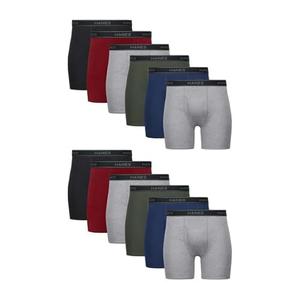 Hanes Men's Boxer Brief Underwear, Cotton Boxer Briefs, Moisture-Wicking, Assorted Solids, 12-Pack, Large, Black/Blue/Green 