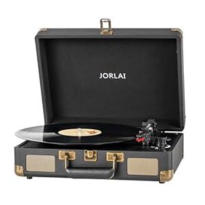 Pink Vinyl Record Player 3 Speeds Portable Suitcase Turntable with Built-in Dual Speakers, Bluetooth Gramophone with Built-in Battery 3.5mm Aux Input/RCA Output