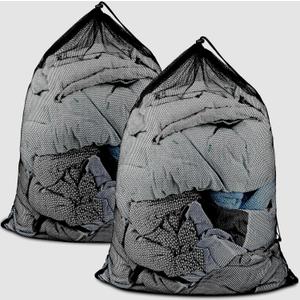 Large Mesh Laundry Bags: 2 Pack 24" x 36" Heavy Duty Soft Breathable Machine Washable for College Dorm Travel Family Use Black