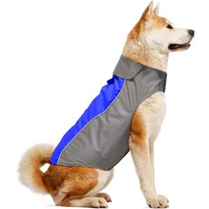 Vizpet Dog Raincoat Waterproof Coats,Dog Jacket High Visibility Warm Vest Dog Clothes for Small Medium Large Dogs(Blue-L)