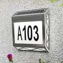 Lighted Address Signs for House,Solar House Number for Outside,Waterproof Solar Address Plaque with Dusk to Down Sensor for Yard Gate Mailbox Outdoor (Wall-Mounted) (Silver-wall 1PACK)