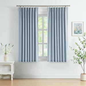 WEST LAKE Dusty Blue Bailey Pinch Pleat Blackout Curtains with Room Darkening Liners 72 Inch,Linen Textured Drapes with Backtabs Hooks,Energy Efficient Window Treatment Bedroom Living Room,40"Wx72"Lx2