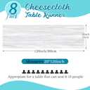 8 Pack White Cheesecloth Table Runners 20x120 Inch Gauze Table Runner Cheese Cloth 10FT White Table Runner Rustic Sheer Runner for Wedding Birthday Party Baby Shower Table Decor