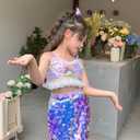 Toddler Mermaid Skirt Girls Sparkle Sequin Tail (5T, Purple)