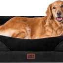 EHEYCIGA Orthopedic XL Dog Bed for Large Sized Dog, 42x30x7.5 Inch Extra Large Memory Foam Dog Couch Bed with Sides, Waterproof Liner & Washable Removable Cover, Bolster Pet Sofa, Black
