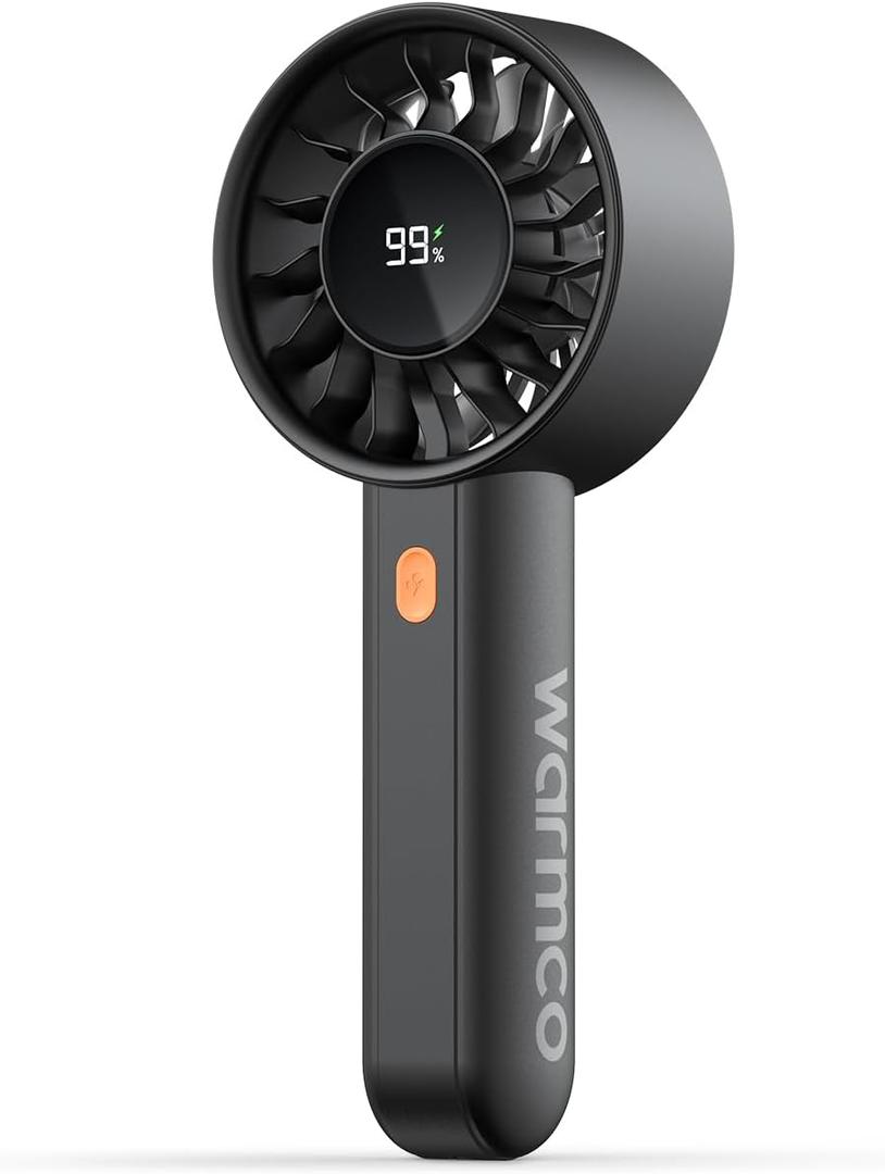 3 x Warmco Portable Handheld Turbo Fan 5000mAh Rechargeable Personal Mini fan | Up to 13H Runtime, 9m/s Airflow, 9000RPM Motor, 4 Speeds,Removable Rear Cover, LED Display