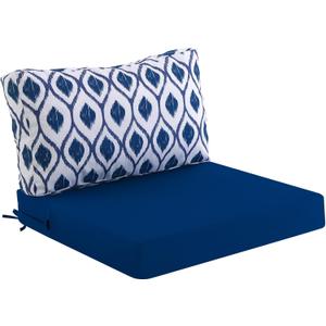 idee-home Outdoor Cushions for Patio Furniture, Outdoor Seat Cushion, Waterproof Hampton Bay Deep Seat Replacement Couch Chair Cushions for Garden Lawn Backyard Deck, 26.5 x 26.5 Navy Blue Pattern