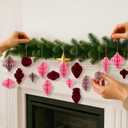 24 Pcs Christmas Mini Paper Honeycomb Ornaments with DIY Garland String 3D Honeycomb Hanging Christmas Decorations Neutral Ornaments for Xmas Tree Home Decor Farmhouse Party Birthday Holiday