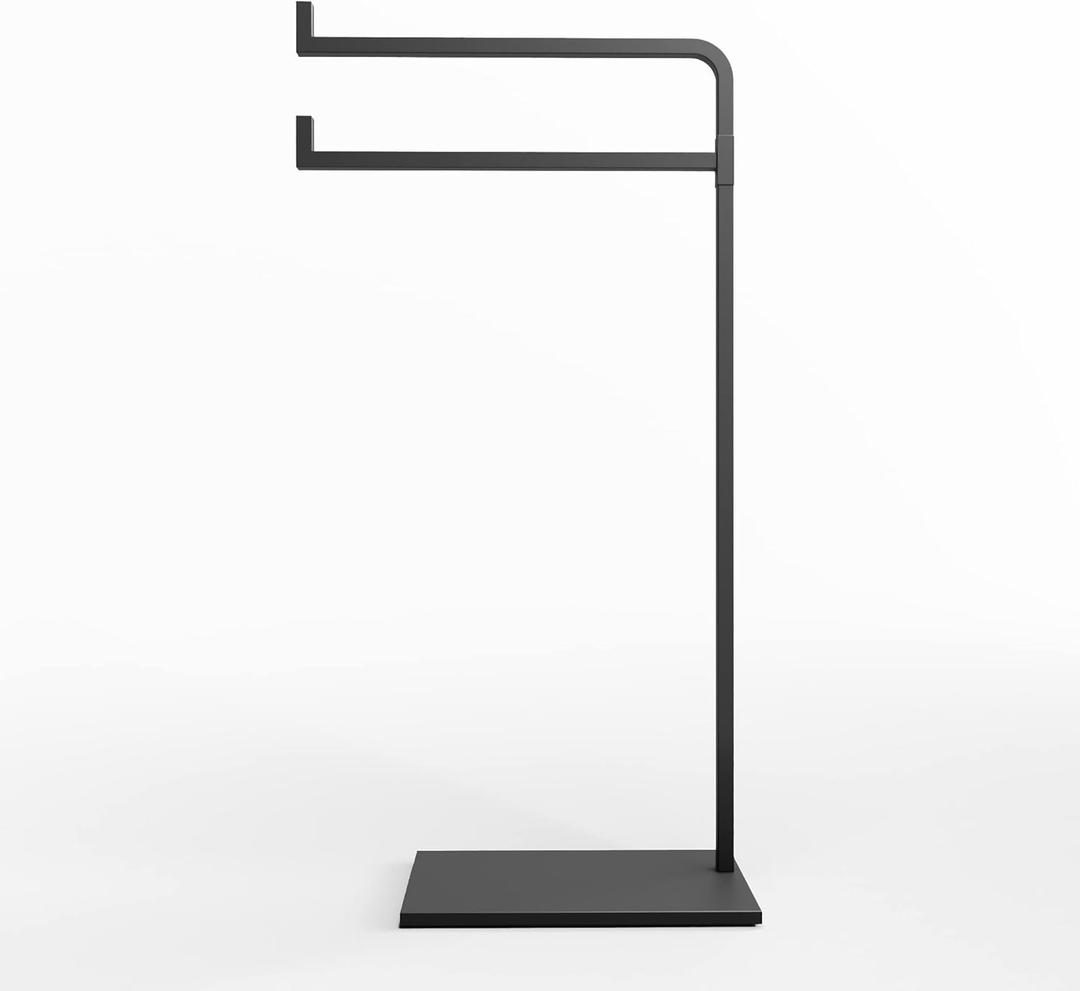 Hand Towel Holder for Bathroom Countertop - 17 Inch Tall Black Free-Standing Hand Towel Stand for Bathroom Counter - Non-Slip Base for Sink Top - Holds Two Full Size Handtowels, Fingertip, Washcloth