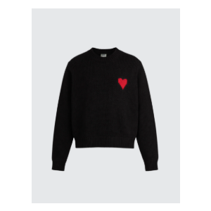 Sweater with Heart Design, Black, Large