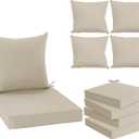 Outdoor Chair Cushion Weather Resistant, Backrest and Seat Cushion Set for Patio Furniture with Waterproof Removable Cover, 19 x 19 Inch, Cream, Set of 4