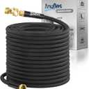 Garden Hose 50FT, Lightweight 3-Layer PVC Flexible Water Hose, No Kink, Leak-Resistant, High-Pressure with Metal Fittings, Durable for Outdoor, Gardening, Washing Cars, Easy to Store (Deep Black)