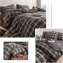 Queen Vintage Buffalo Plaid Duvet Cover Set with Grid Pattern- Double Gauze Cotton Duvet Cover- Soft Plaid Duvet Protector Boho Bedding Set Gingham Comforter Cover (Dark Grey and Light Gray), Size: Queen(90"x90")