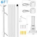 LETSTRY American Flag with Pole & Flag Pole Light, 6FT White Flagpoles for Outside House with 180 Adjustable Bracket, 1" Thickened Stainless Steel Wall Mount Flagpole for Residential Porch Outdoor