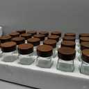 Yangbaga 24Pcs Glass Spice Jars with Labels-4OZ Wood Lid Square Spice Containers with Pepper Grinder Lids &Funnel,Seasoning Jars for Rack Cabinet Drawer