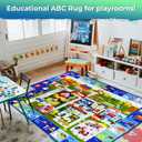 QUOKKA Small Classroom Boys Rug for Kids - 60x41 ABC Rugs for Playroom - Bedroom Alphabet Learning Area Rug - Boy Toddler Rugs - Boys and Girls - Kids Room Carpet