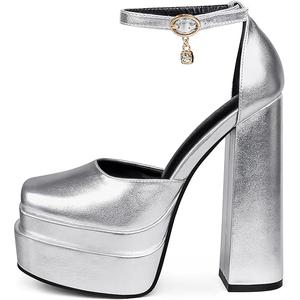 MERUMOTE Women's Platform Heels Sky High Heel Sandals Party Bridal Evening Shoes, Size 7.5