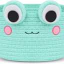 Small Storage Basket, Cute Baby Toy Storage Basket, Frog Cotton Rope Woven Baskets for Nursery, Blanket Basket Organize Laundry Baby Towels for GiftCat Dog Bin Toys