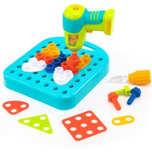 Educational Insights Design & Drill Shapes Workshop - Construction Toys & Toddler Tools, Kids Tool Set with Real Electric Drill Toy, Take Apart STEM Set, Building Kits and Gifts for Ages 3+