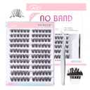 GAQQI Self Adhesive Eyelash Clusters, Volume No Glue Lashes 10-16mm, No Band Self Adhesive Lash Clusters 120pcs, Press On Lashes Invisible Band, With Lash Tweezer (CLASSIC)
