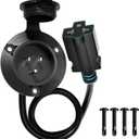 DC HOUSE 15A AC Port Plug, 125V Shore Power Inlet with Waterproof Electrical Outlet Receptacle Box with 16-Inch Outdoor Extension Cord for Golf Cart, RVs, Boat, Truck