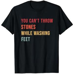Can't Throw Stones While Washing Feet T-Shirt Size L (Navy Blue)