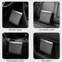 Leather Car Trash Can with Smart LED Light & Magnetic Closure, Hanging Car Trash Bag, Small Car Trash Can, Leak-Proof, Odor-Lock Car Trash Bin for Any Cars, Sedans, SUVs, Trucks, Black
