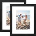 decorUhome 8x10 Picture Frame, Display Pictures 5x7 with Mat or 8x10 without Mat, Wall & Tabletop Display Photo Frame, Black, 2 Pack