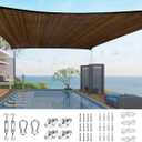 Quictent 20x16ft 185G HDPE Rectangle Sun Shade Sail Canopy 98% UV Block Outdoor Patio Garden with Hardware Kit (Brown)