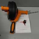 Drain Auger, Clog Remover with Drill Adapter, 25 Feet Flexible Plumbing Snake Use Manually or Powered for Kitchen, Bathroom and Shower Sink, Comes with Gloves (orange)