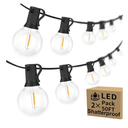 100ft 2-Pack Outdoor G40 LED Globe String Lights Dimmable Waterproof Shatterproof Light Strings with 52 Bulbs Connectable Commercial Hanging Lights for Christmas Patio House Backyard Balcony Party Black