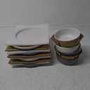 Famiware Milkyway Plates and Bowls Sets, 12 Pieces Stoneware Dinnerware Sets, Dishes Set for 4, White & Dark Gray