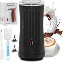 Milk Frother, 4-in-1 Electric Milk Frother and Steamer, Automatic Hot and Cold Foam Maker and Milk Warmer for Coffee, Latte, Cappuccino, Macchiato, Hot Chocolate, Jet Black